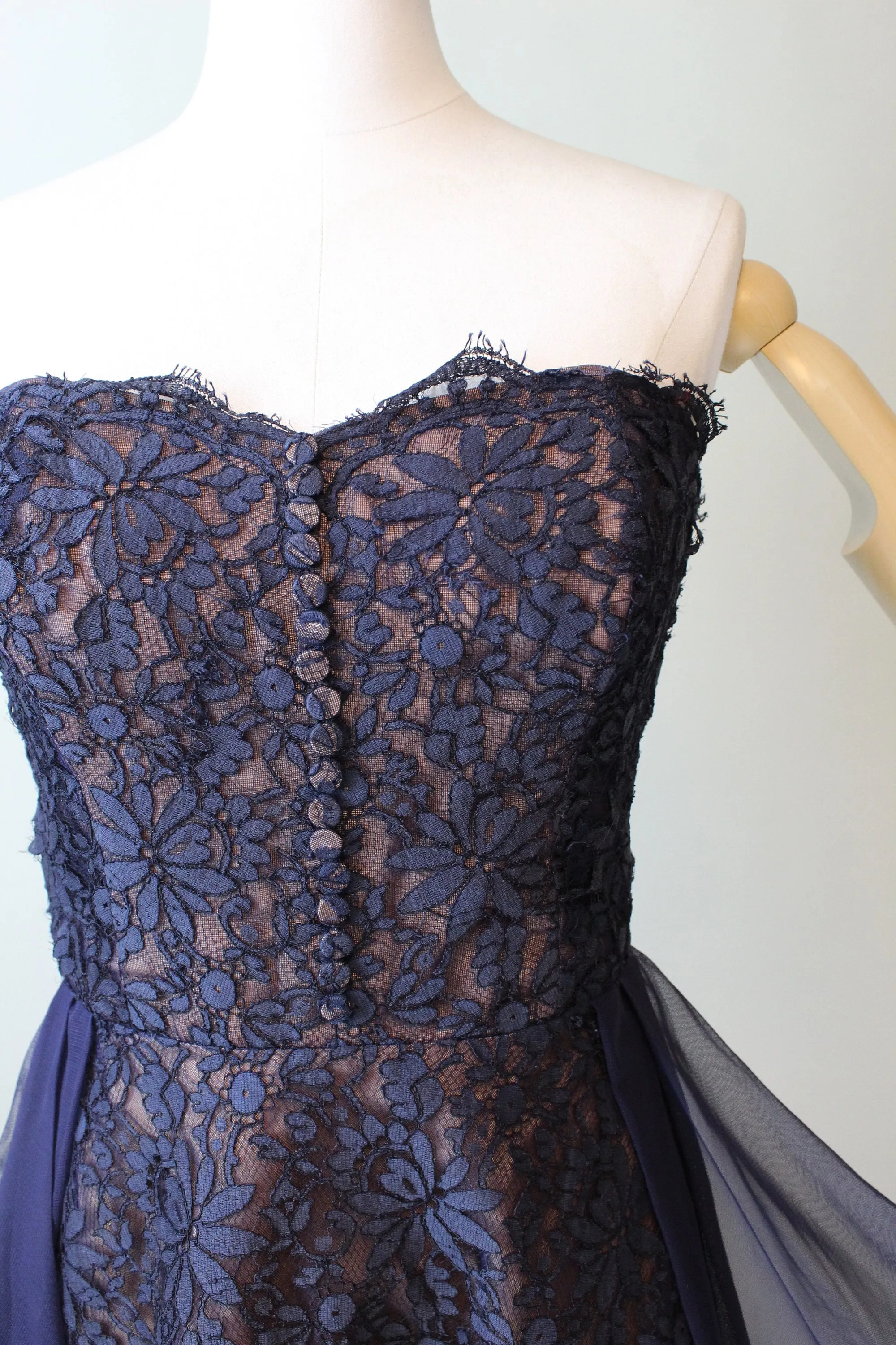 1950s PEGGY HUNT strapless OVERSKIRT dress small  | new spring summer