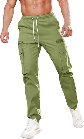 ADHOWBEW Cargos Pants Men Waterproof Pockets Workout Construction Hiking Big and Tall Joggers
