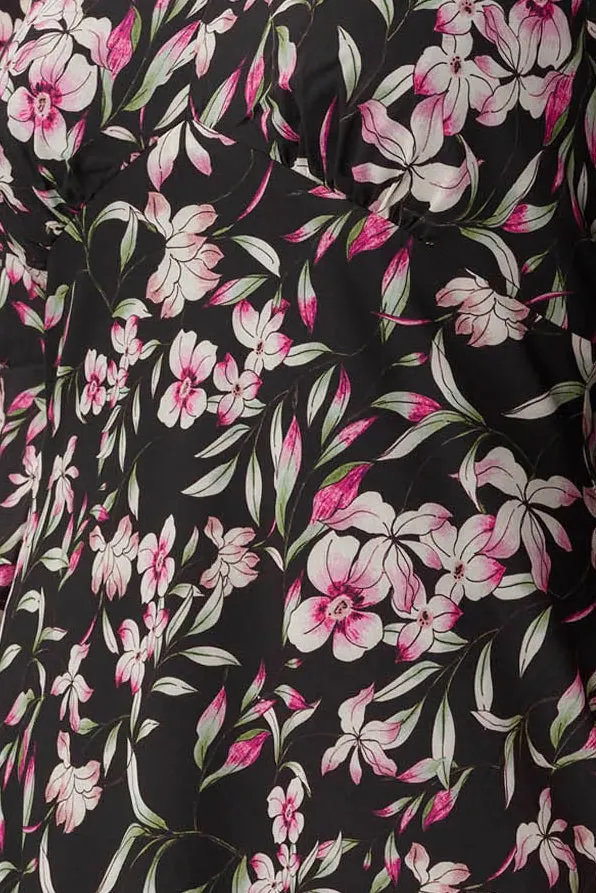 Adrianna Papell V- Neck Back Zipper 3/4 Bell Sleeves Short Chiffon Dress