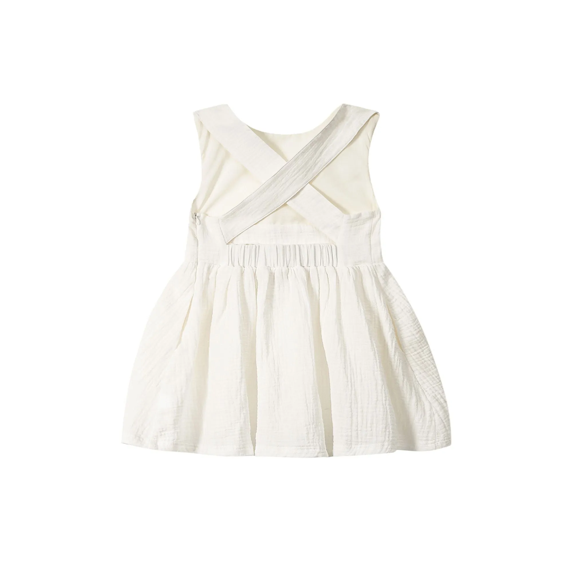 Baby Girls Gauze Pinafore Dress  - Off-White