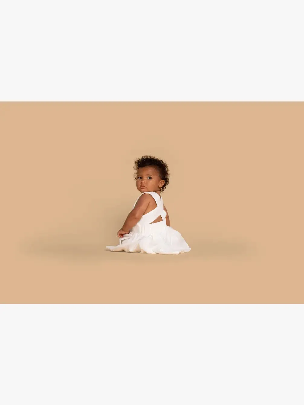 Baby Girls Gauze Pinafore Dress  - Off-White