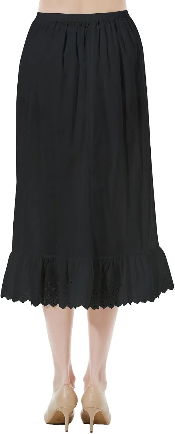 BEAUTELICATE Half Slip Skirt Extender 100% Cotton Vintage Underskirt with Lace Embroidery