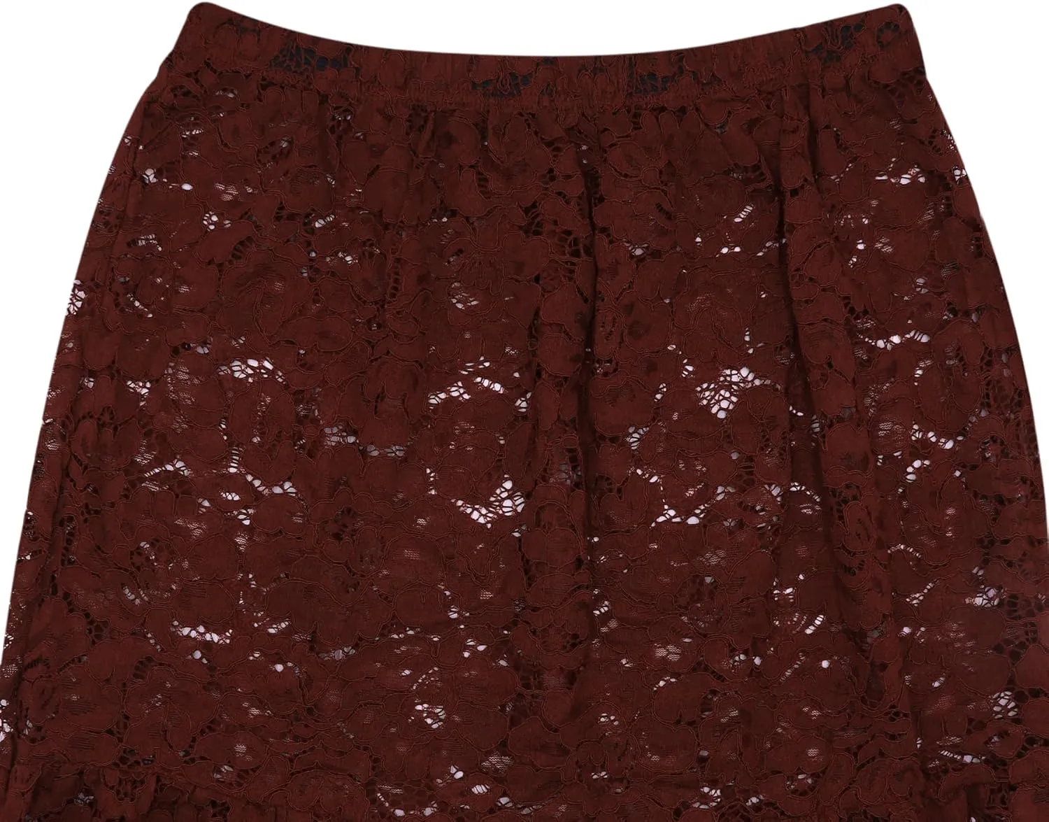 BOLLEY JOSS Women Floral Lace Long Skirt Sexy See Through Sheer Maxi Skirt Flowy Tiered A-line Boho Beach Coverup Skirts