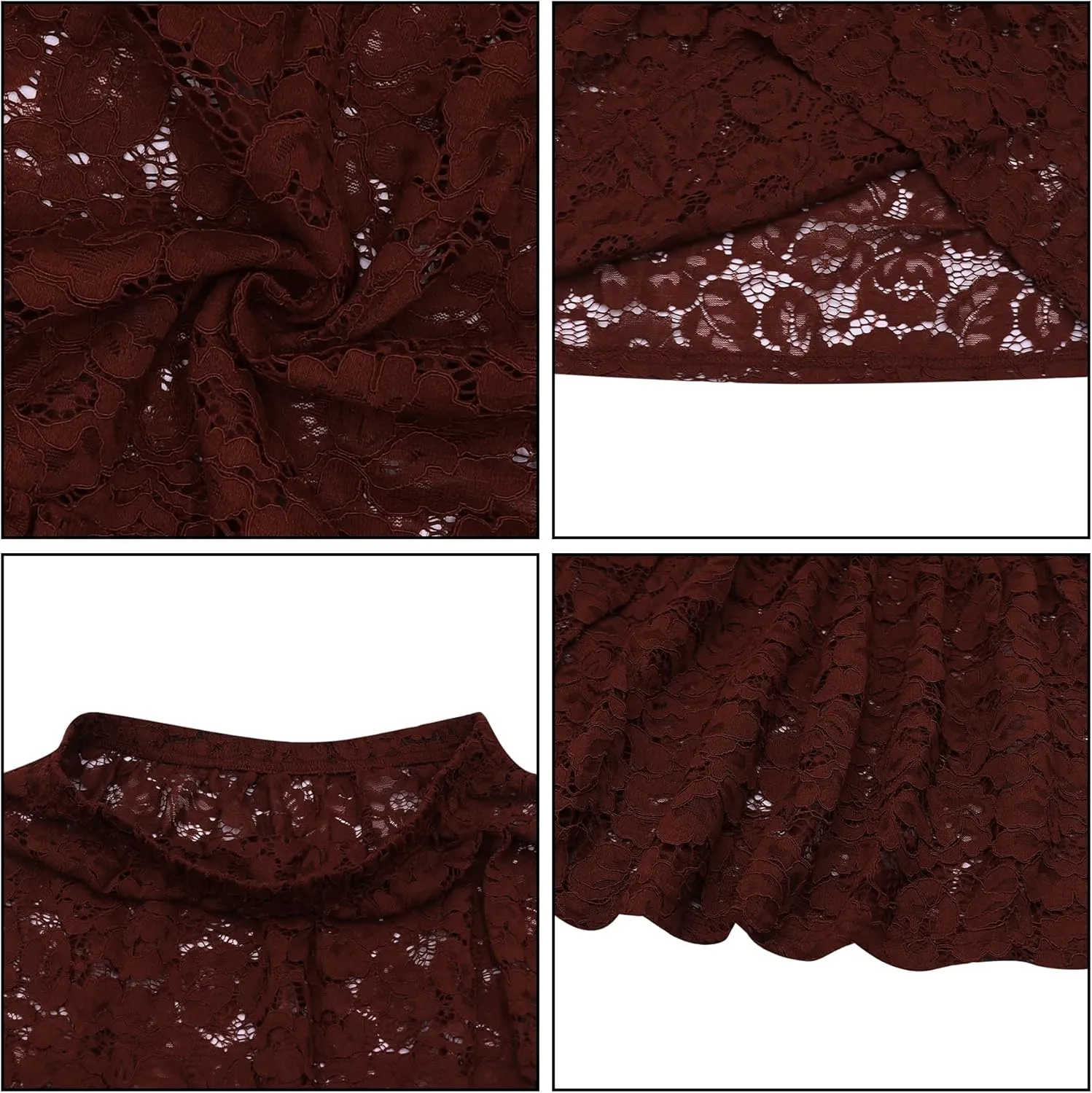 BOLLEY JOSS Women Floral Lace Long Skirt Sexy See Through Sheer Maxi Skirt Flowy Tiered A-line Boho Beach Coverup Skirts