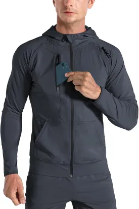BROKIG Mens WindBreak Lightweight Running Jackets with Zip Pocket, Workout Track Hoodie Athletic Gym Sweatshirts Men BROKIG Mens WindBreak Lightweight Running Jackets with Zip Pocket, Workout Track Hoodie Athletic Gym Sweatshirts Men