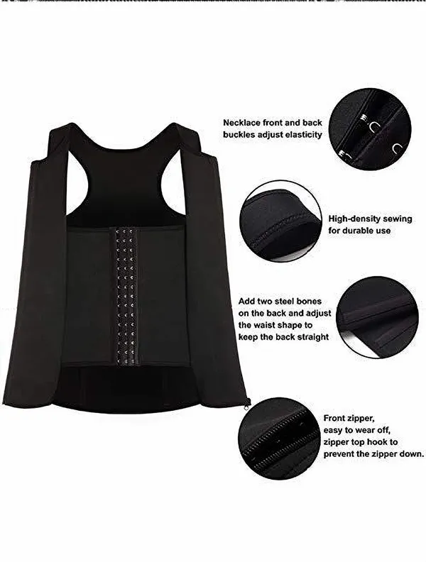 Compression Body Sculpting Shaper Corset Vest with Hook and Zipper for Men