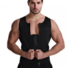Compression Body Sculpting Shaper Corset Vest with Hook and Zipper for Men