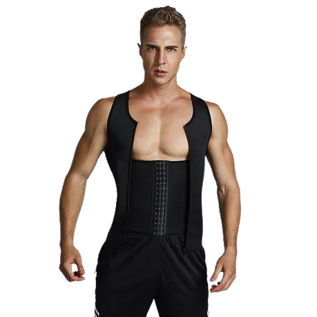 Compression Body Sculpting Shaper Corset Vest with Hook and Zipper for Men