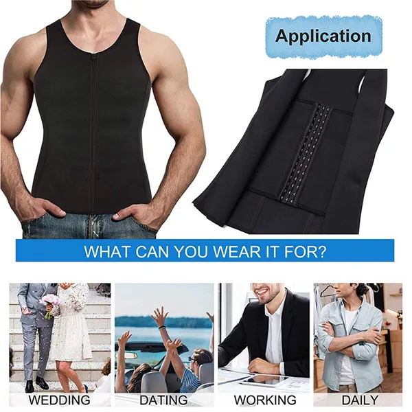Compression Body Sculpting Shaper Corset Vest with Hook and Zipper for Men