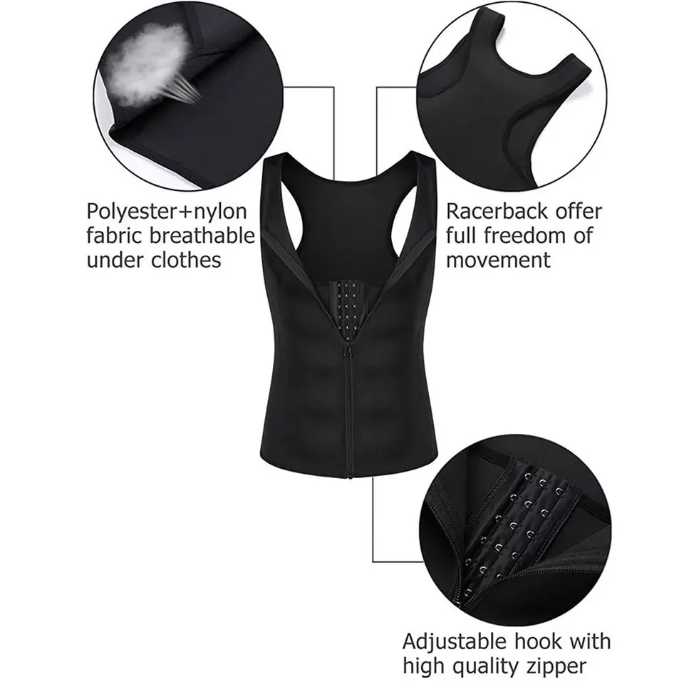 Compression Body Sculpting Shaper Corset Vest with Hook and Zipper for Men
