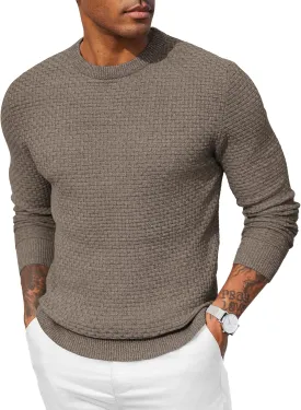 COOFANDY Men Dress Crewneck Sweater Pullover Knit Long Sleeve Casual Slim Fit Sweater COOFANDY Men Dress Crewneck Sweater Pullover Knit Long Sleeve Casual Slim Fit Sweater
