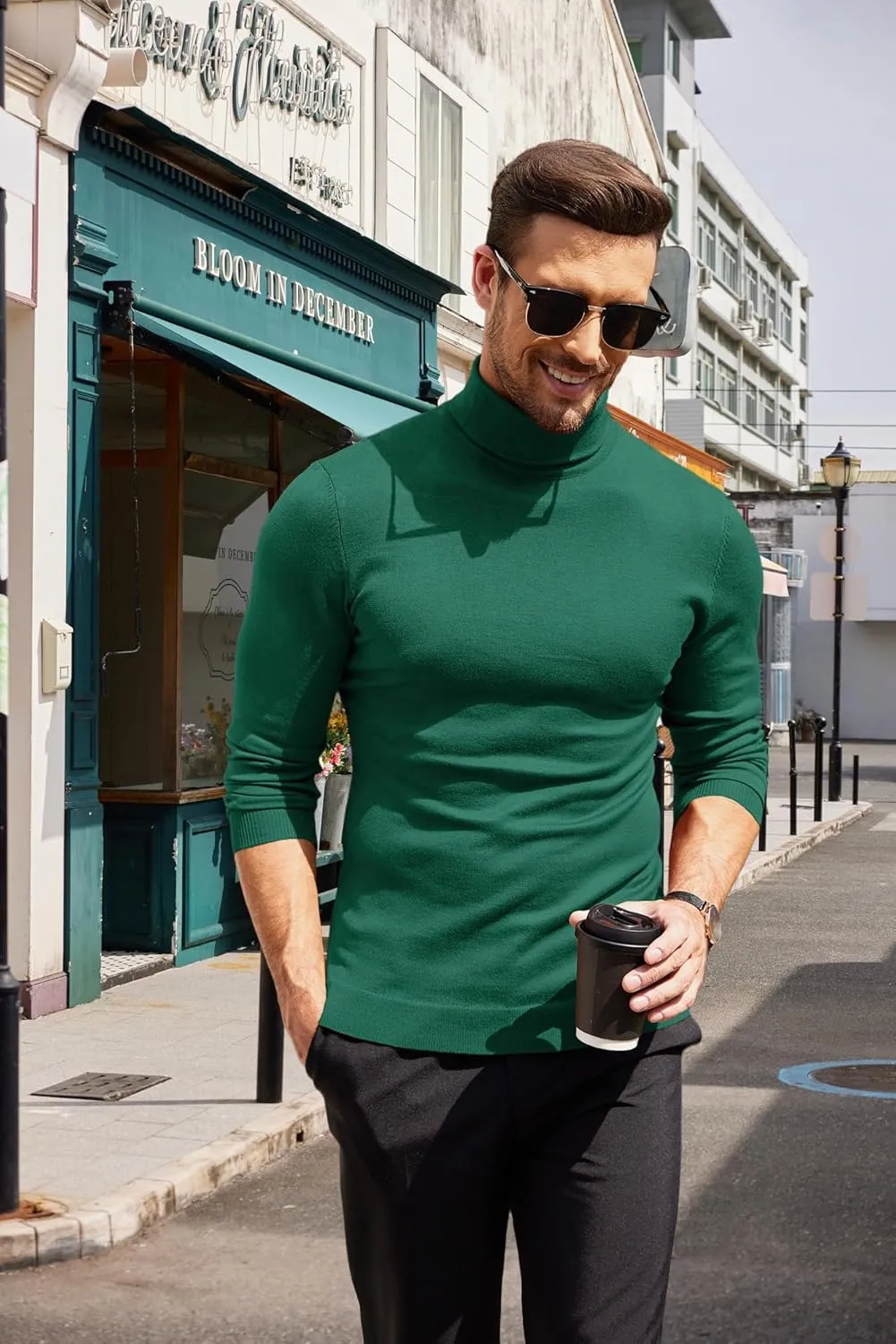 COOFANDY Men's Slim Fit Turtleneck Sweater Casual Basic Knitted Long Sleeve Pullover Sweater