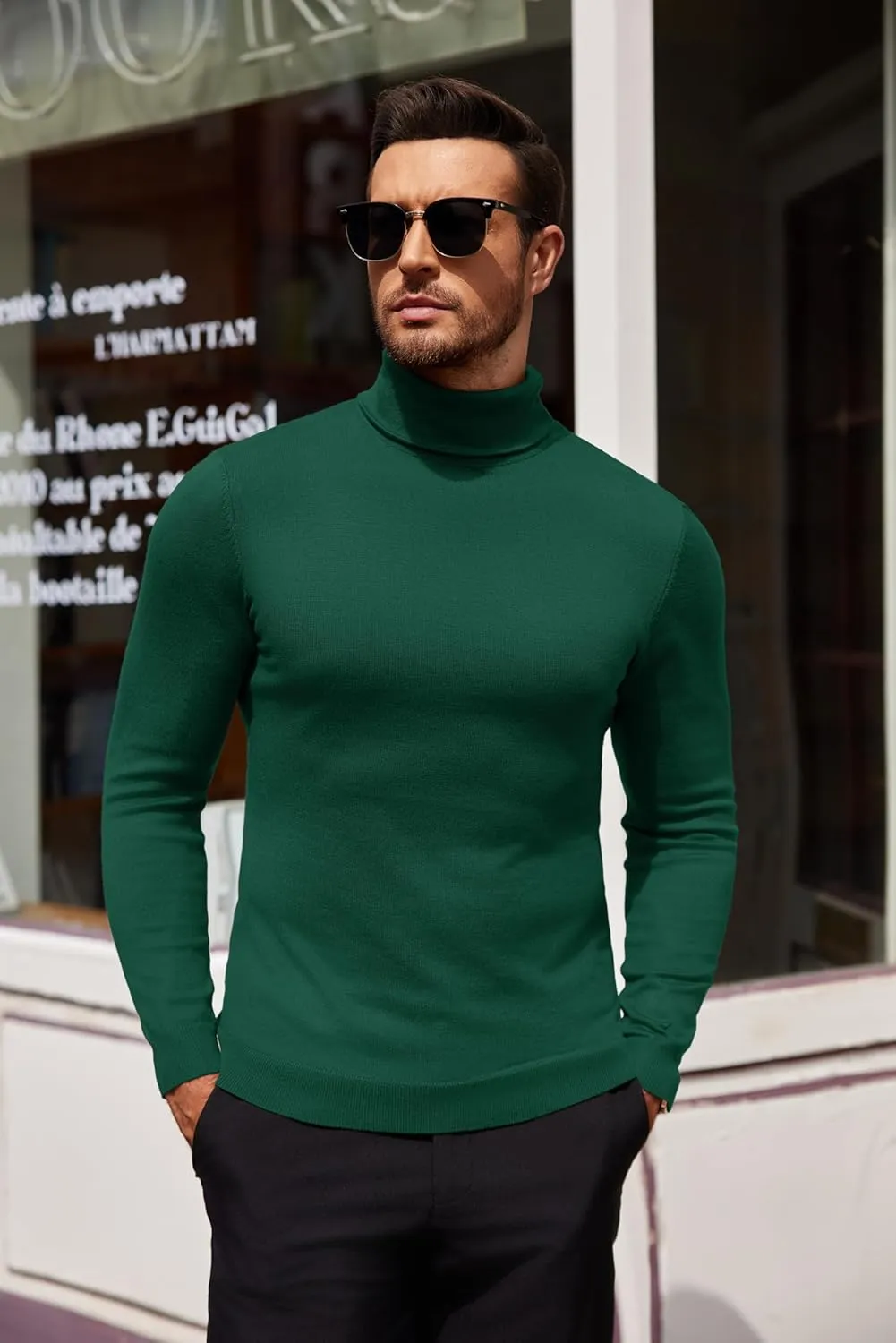 COOFANDY Men's Slim Fit Turtleneck Sweater Casual Basic Knitted Long Sleeve Pullover Sweater