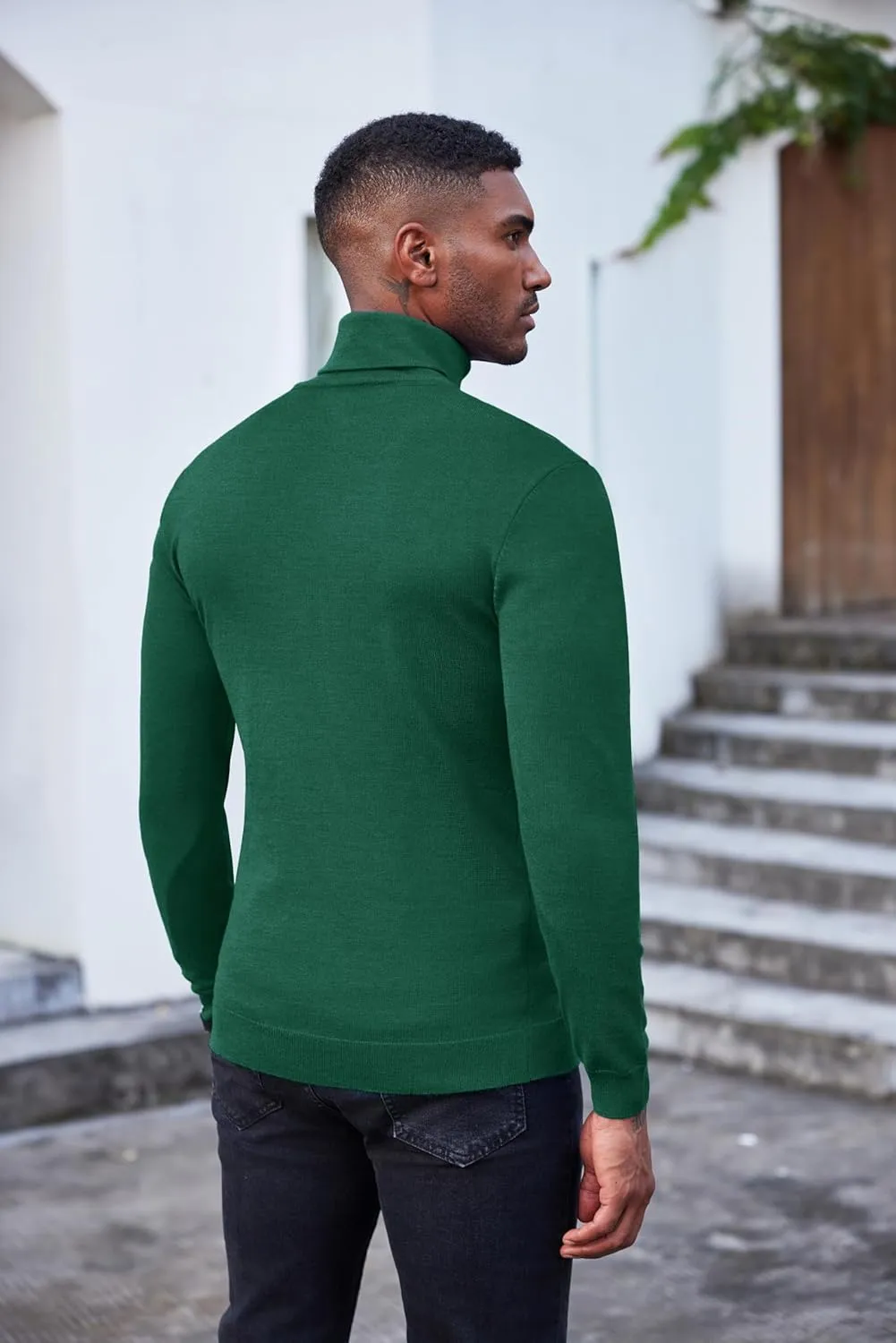 COOFANDY Men's Slim Fit Turtleneck Sweater Casual Basic Knitted Long Sleeve Pullover Sweater