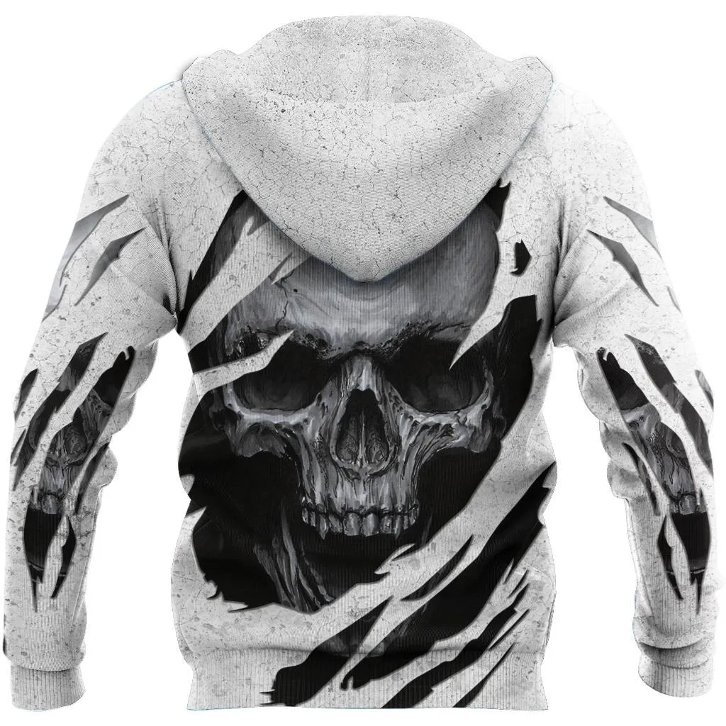 Cool Skull Art Hoodie For Men And Women White And Black Skull Hoodie For Him Her
