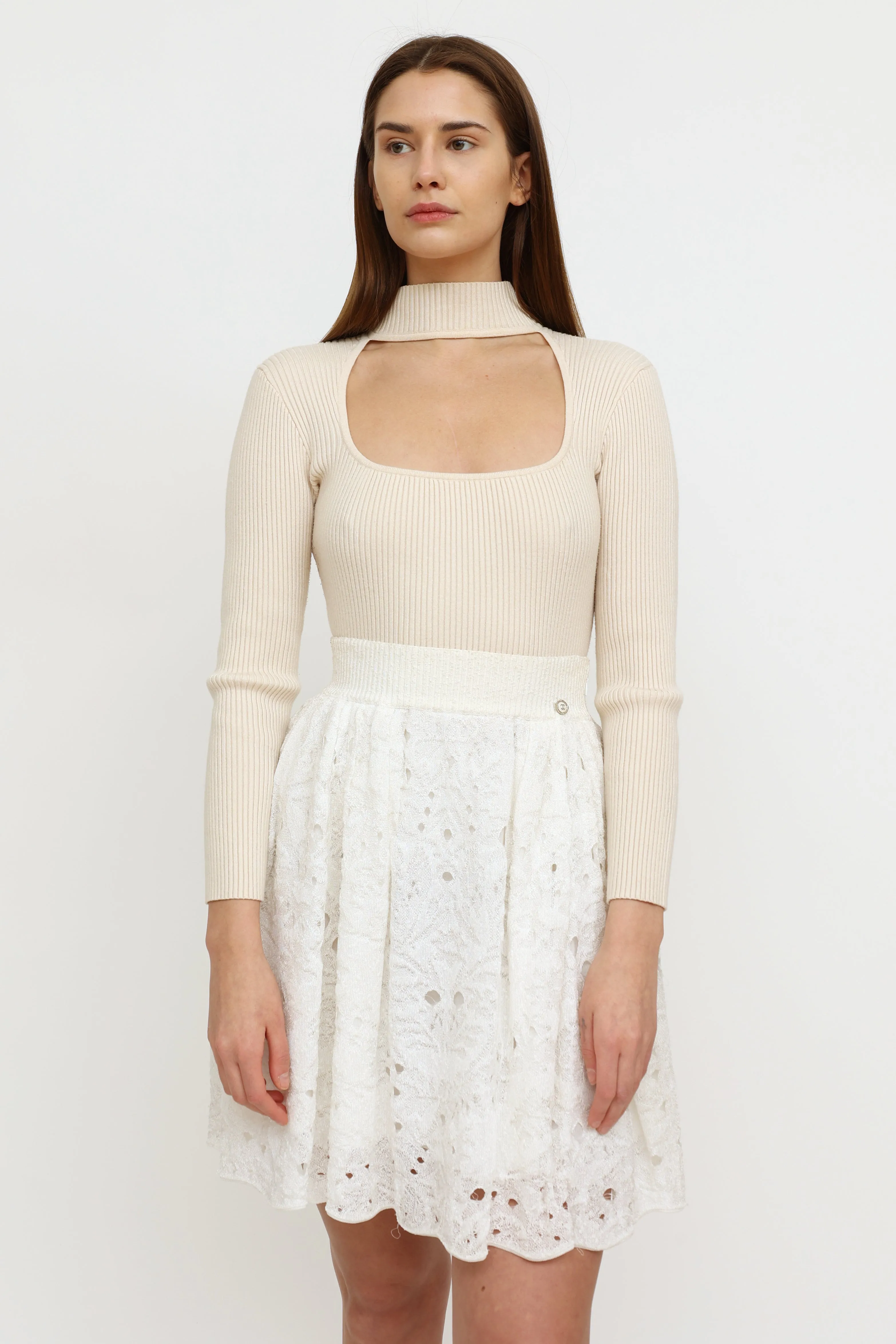 Cream Lace Skirt