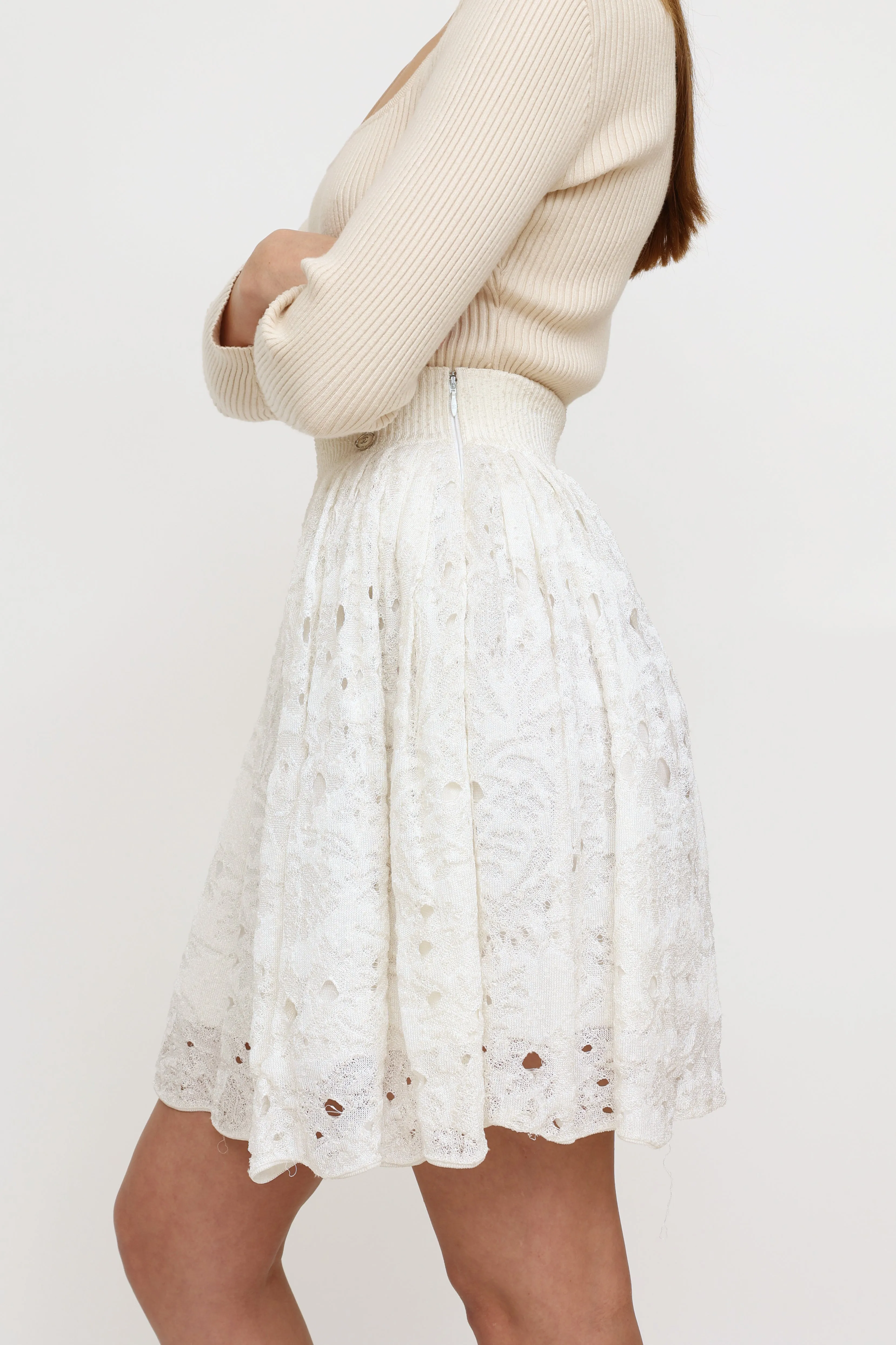 Cream Lace Skirt