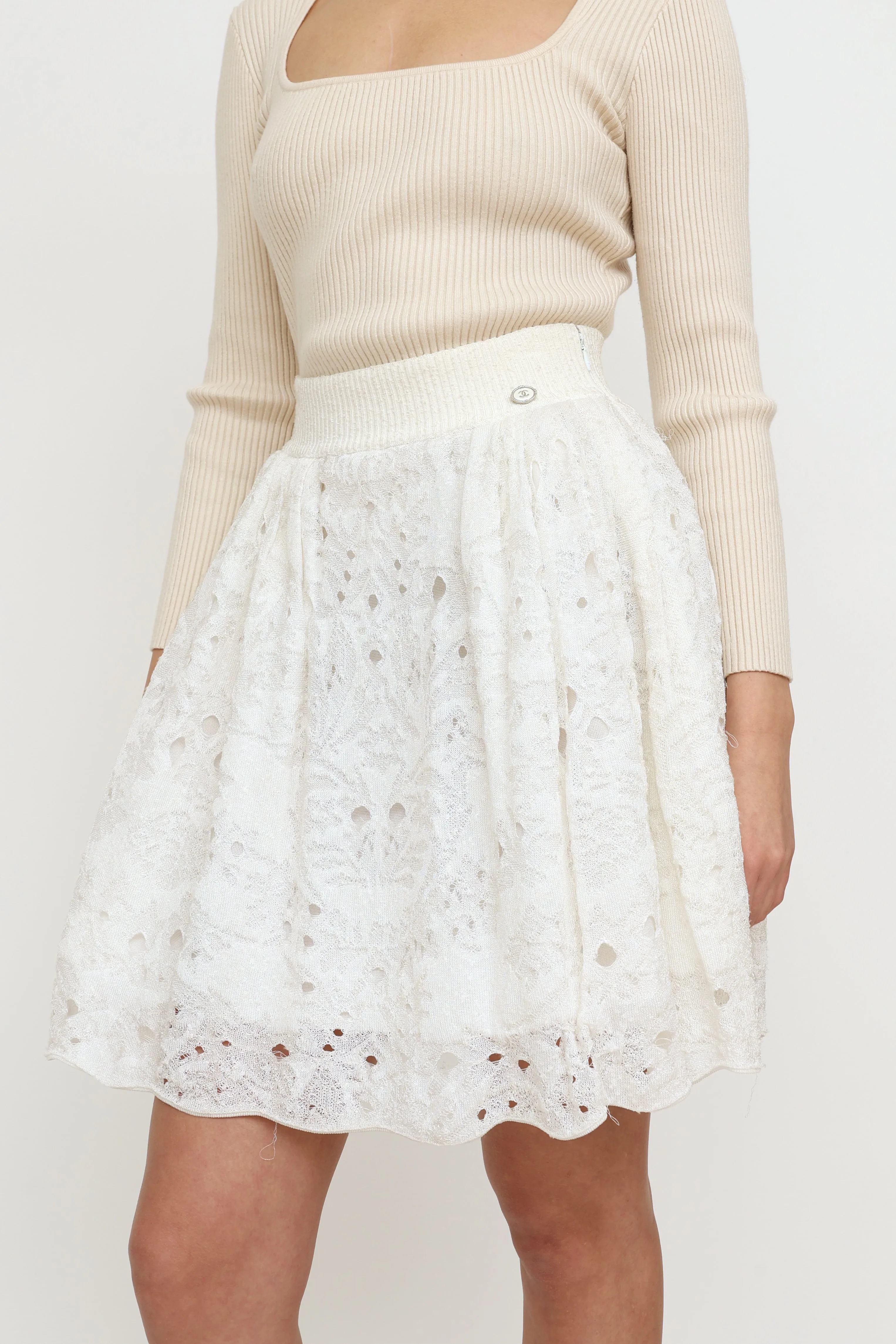 Cream Lace Skirt