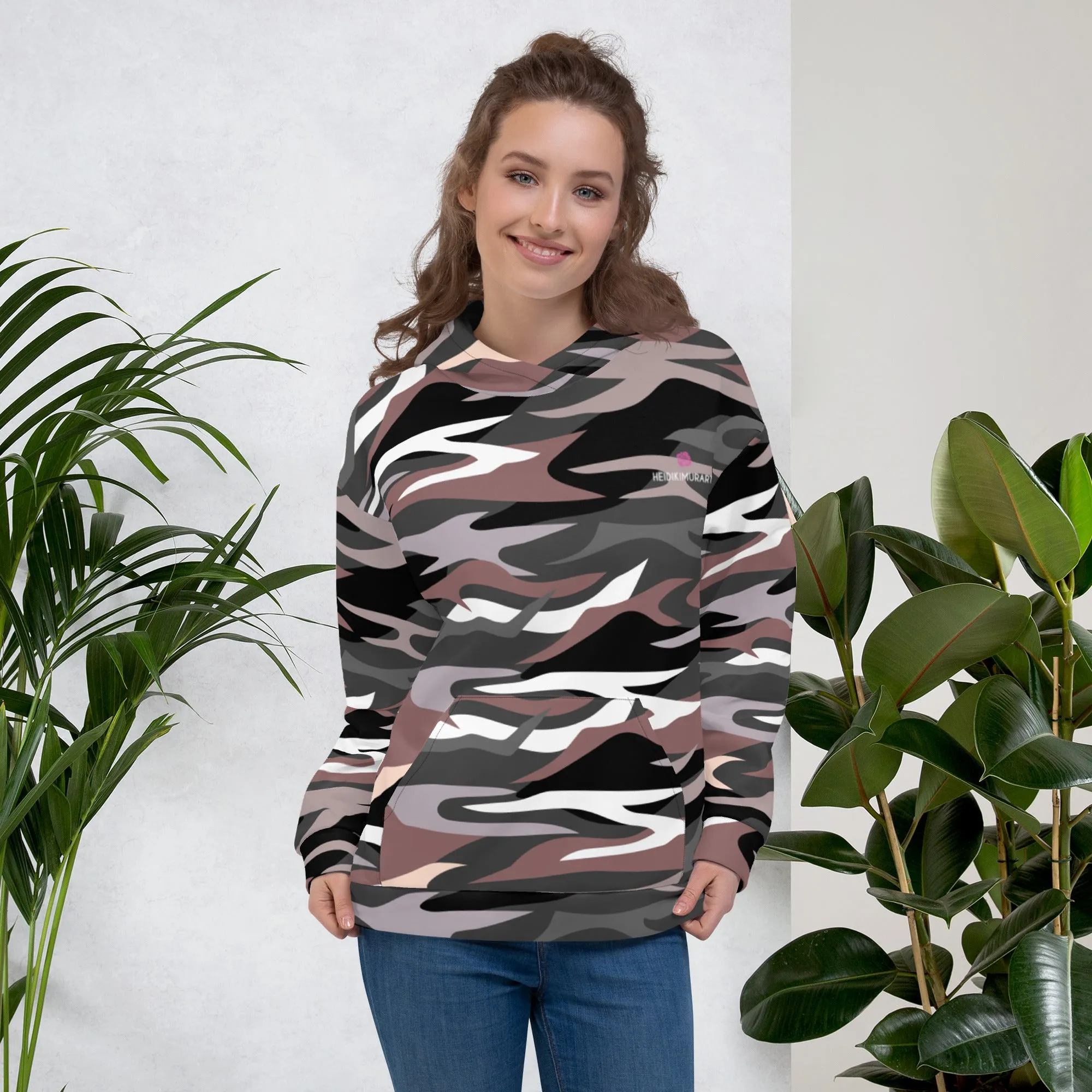 Dark Green Camo Unisex Hoodie, Camouflaged Army Military Print Best Men's or Women's Hoodies - Made in USA/EU/MX