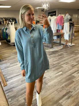 Denim Shirt Dress - Medium Wash