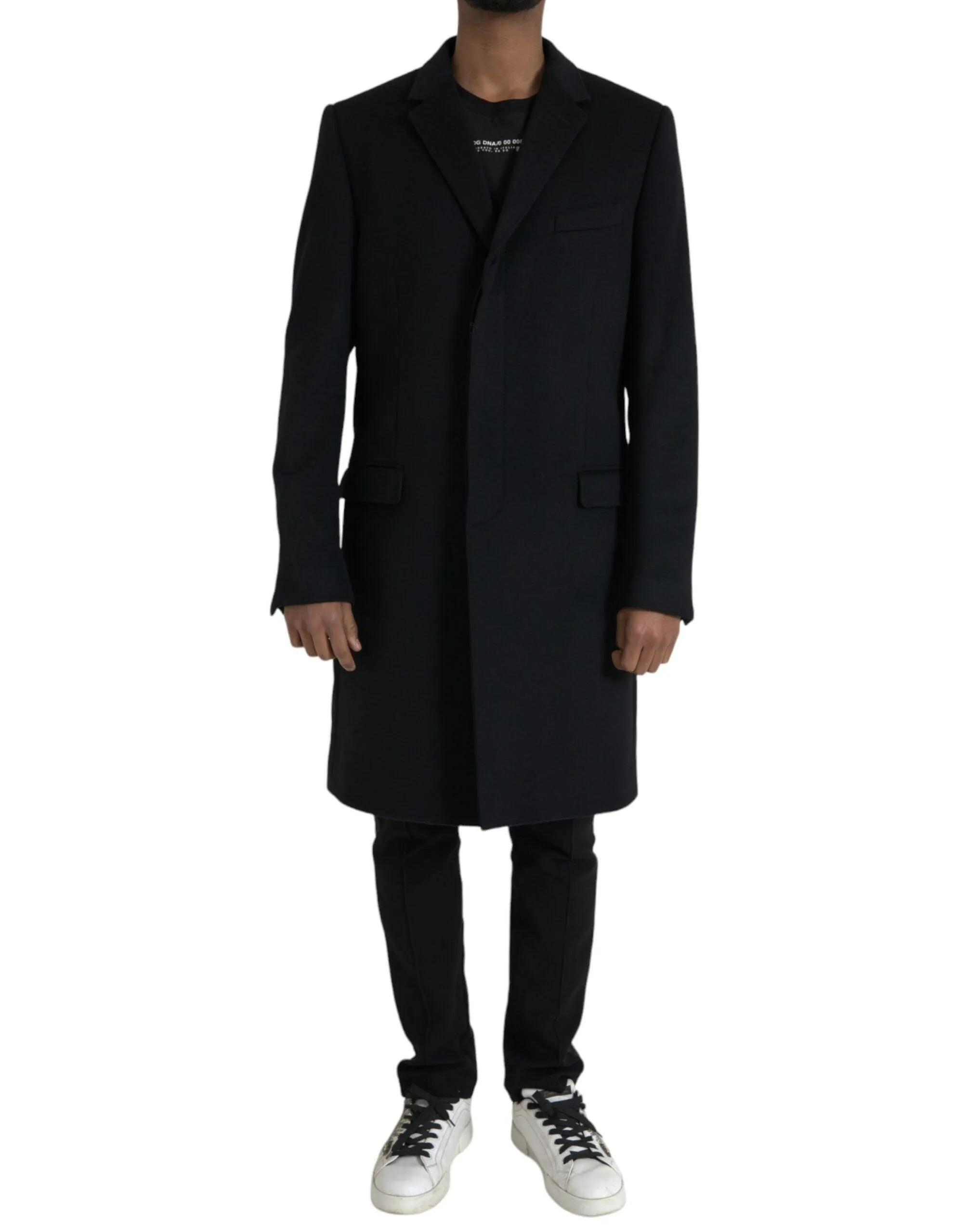 Dolce & Gabbana Black Wool Cashmere Coat