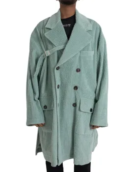 Dolce & Gabbana Blue Double Breasted Corduroy Jacket