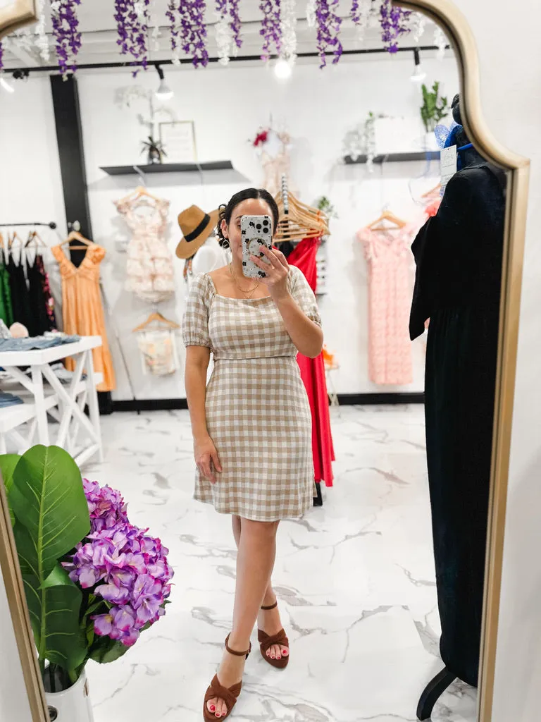 Ending Up With You Gingham Dress (Nude)