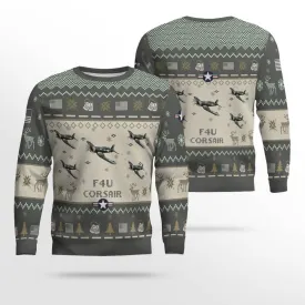 F4U Corsair Aircraft Ugly Sweater, Ugly Sweater Christmas Shirt for Men Dad Veteran