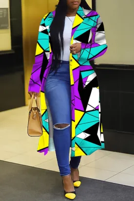 Fashionkova - Black Purple Street Print Outerwear