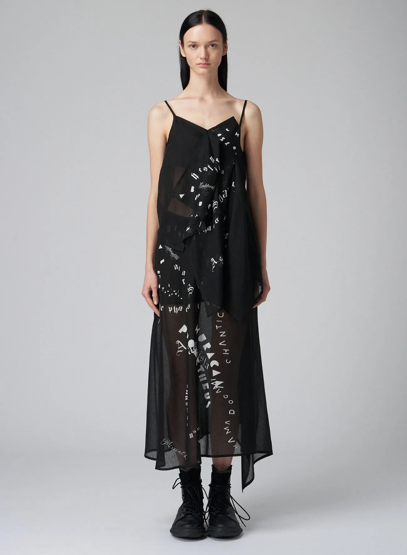FIRE GODS PRINT ASYMMETRIC FLARED SKIRT
