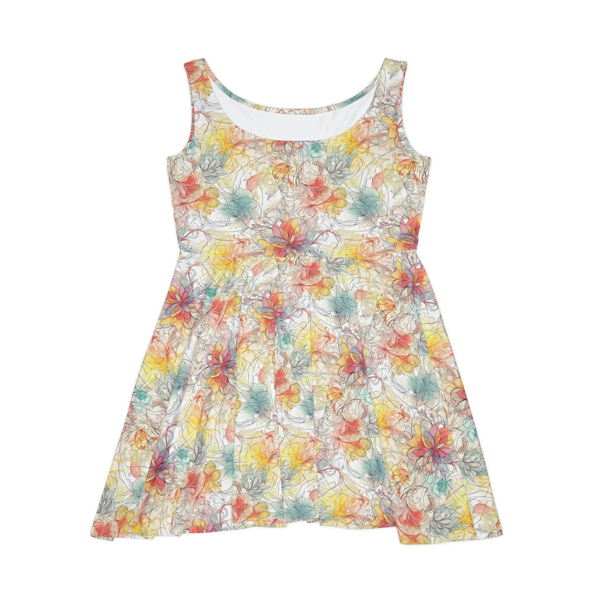 Floral Pattern Women's Skater Dress #19