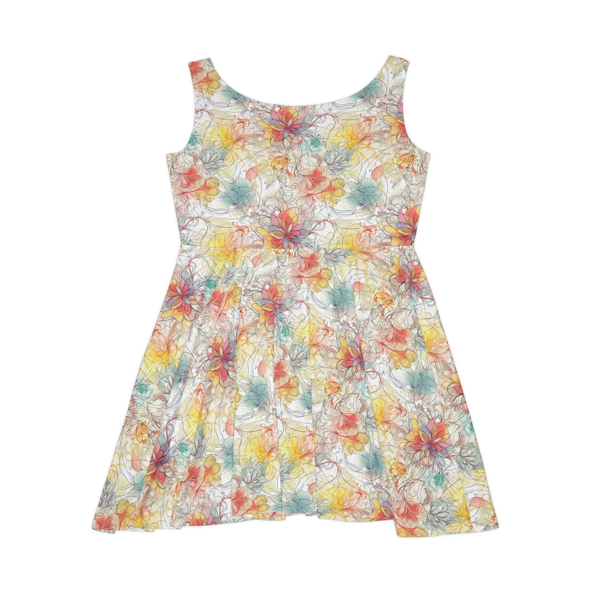 Floral Pattern Women's Skater Dress #19