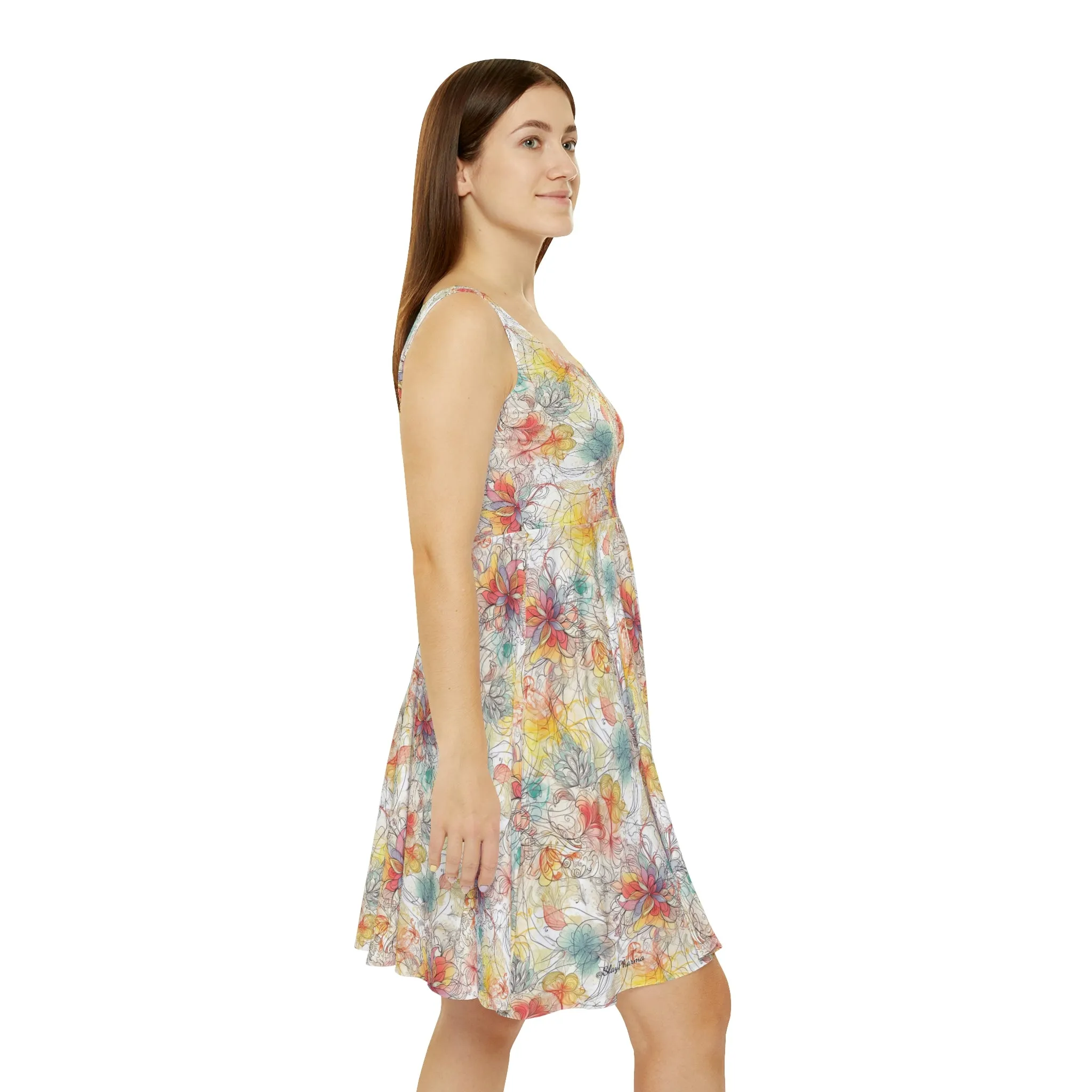 Floral Pattern Women's Skater Dress #19