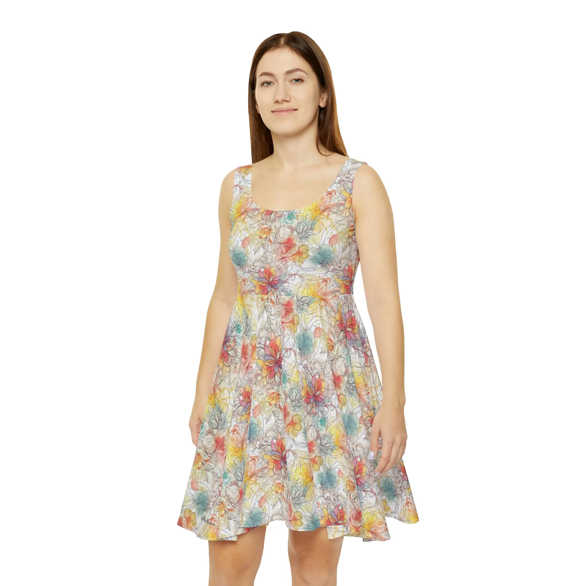 Floral Pattern Women's Skater Dress #19