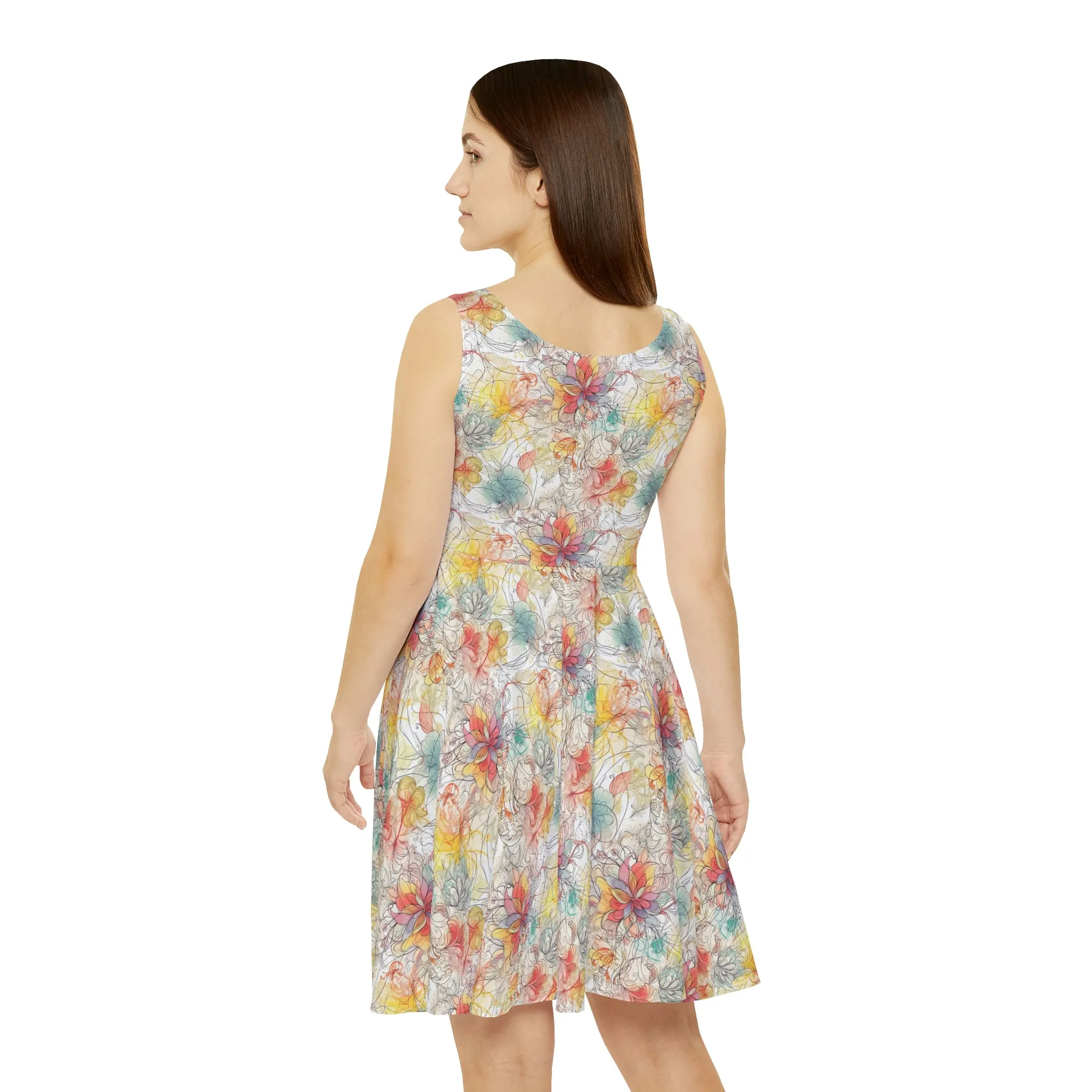 Floral Pattern Women's Skater Dress #19