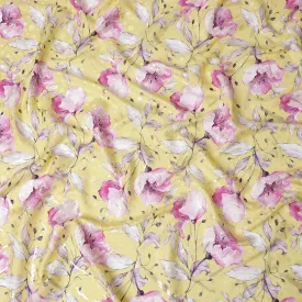 Golden Petal Pure Silk Satin Fabric: Radiant Elegance - D17613