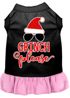 Grinch Please Screen Print Dog Dress Black With Light Pink Sm (10)