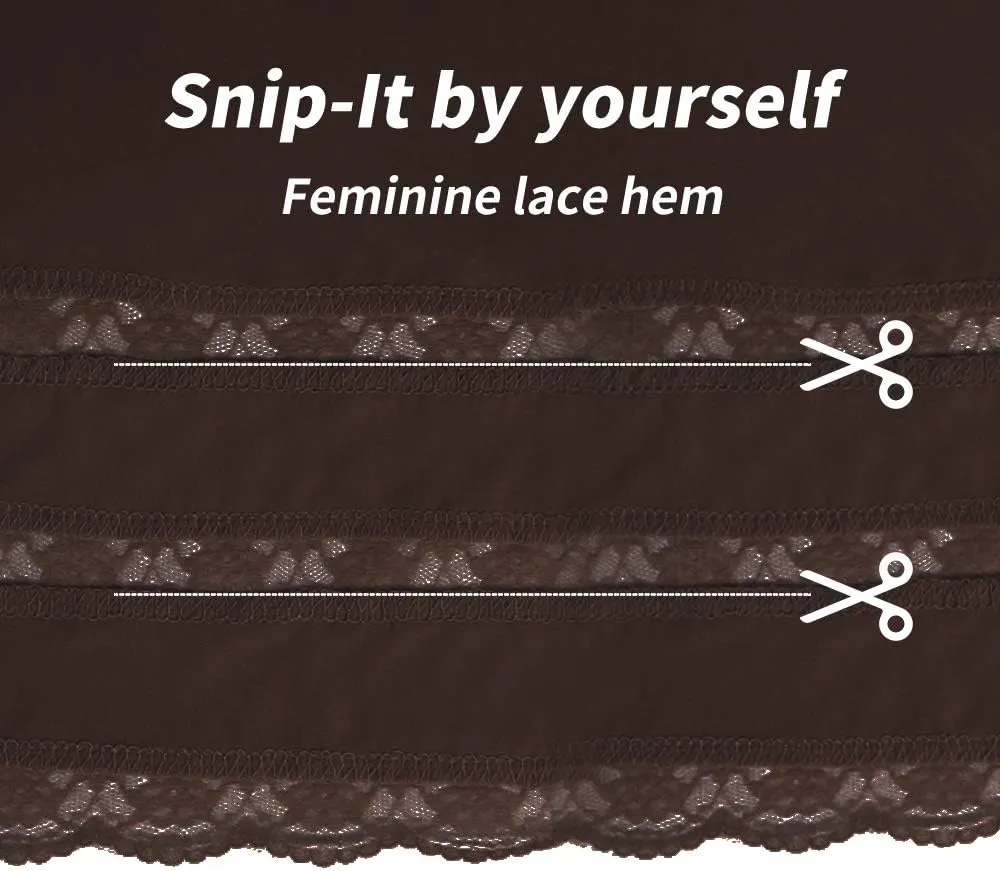 Half Slips for Women Underskirt Dress Extender Lace Trim Knee Length Midi Skirt 19-26" Length