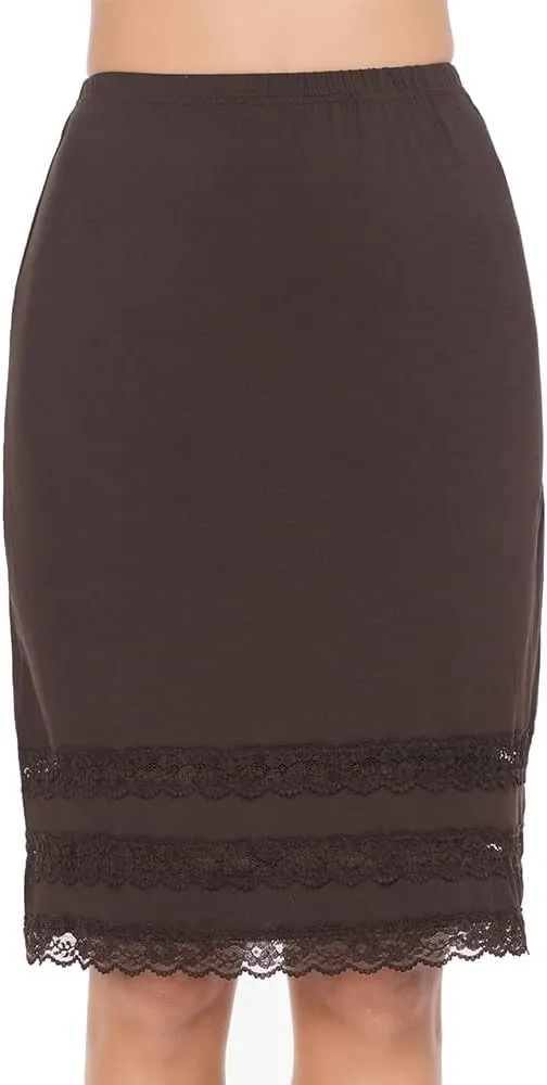 Half Slips for Women Underskirt Dress Extender Lace Trim Knee Length Midi Skirt 19-26" Length