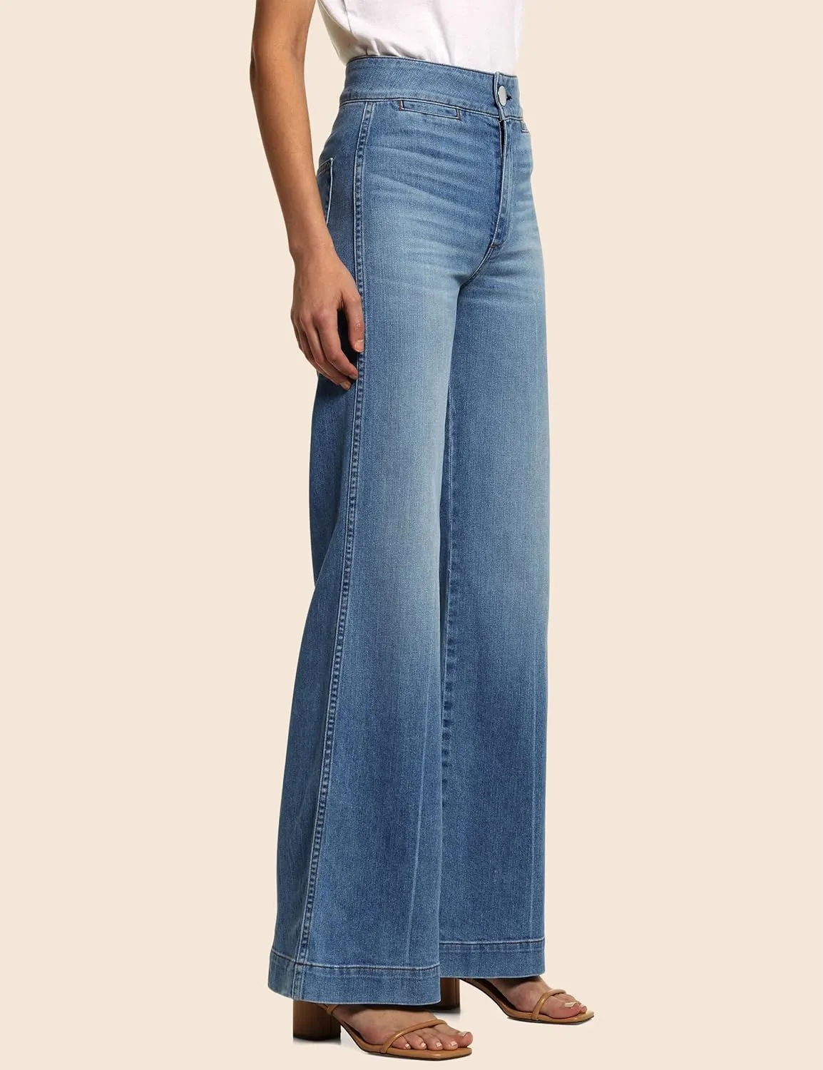 High Waisted Wide Leg Jeans Stretchy Flare Jeans for Women Loose Baggy Denim Pants with Pockets Y2K Trendy
