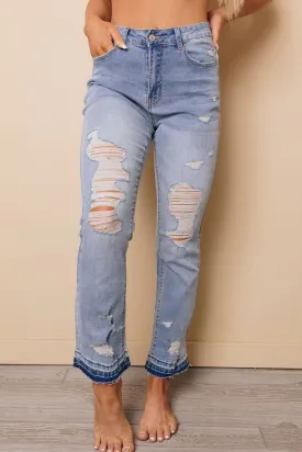 Lucy Straight Leg Distressed Jeans