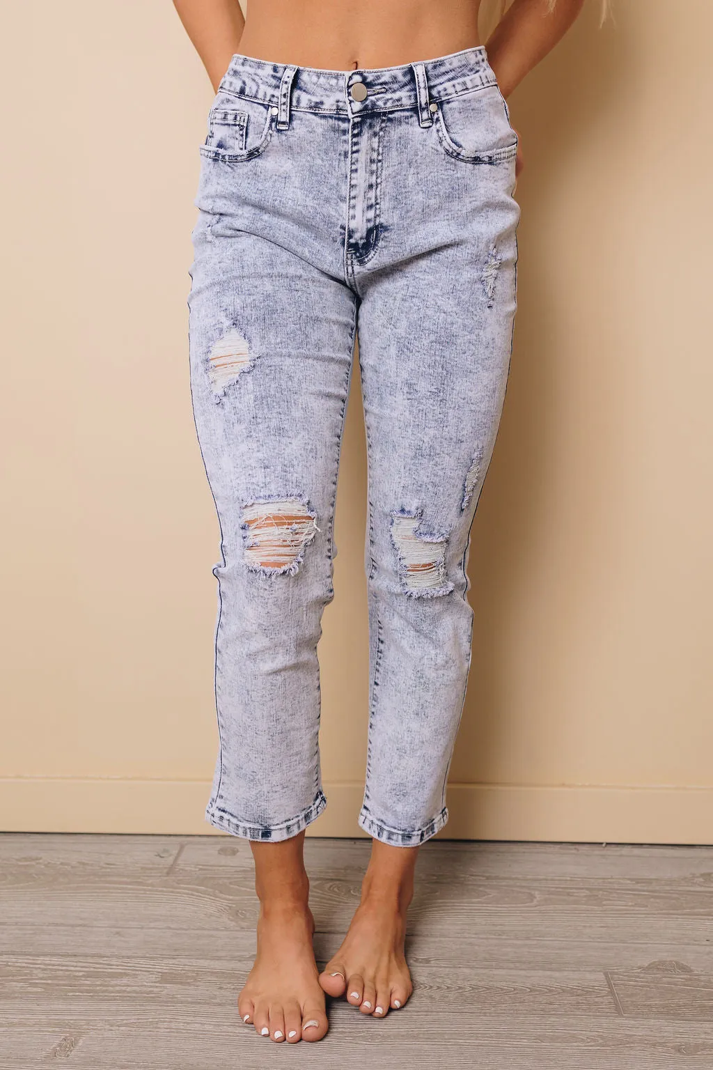 Lucy Straight Leg Distressed Jeans