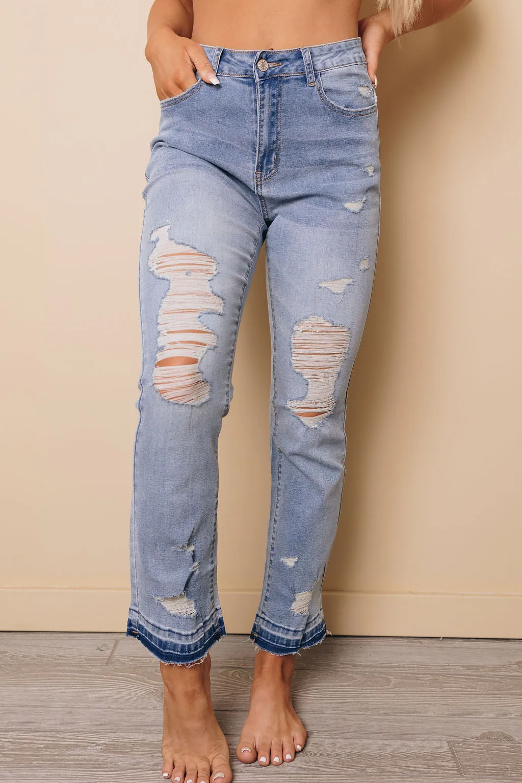 Lucy Straight Leg Distressed Jeans