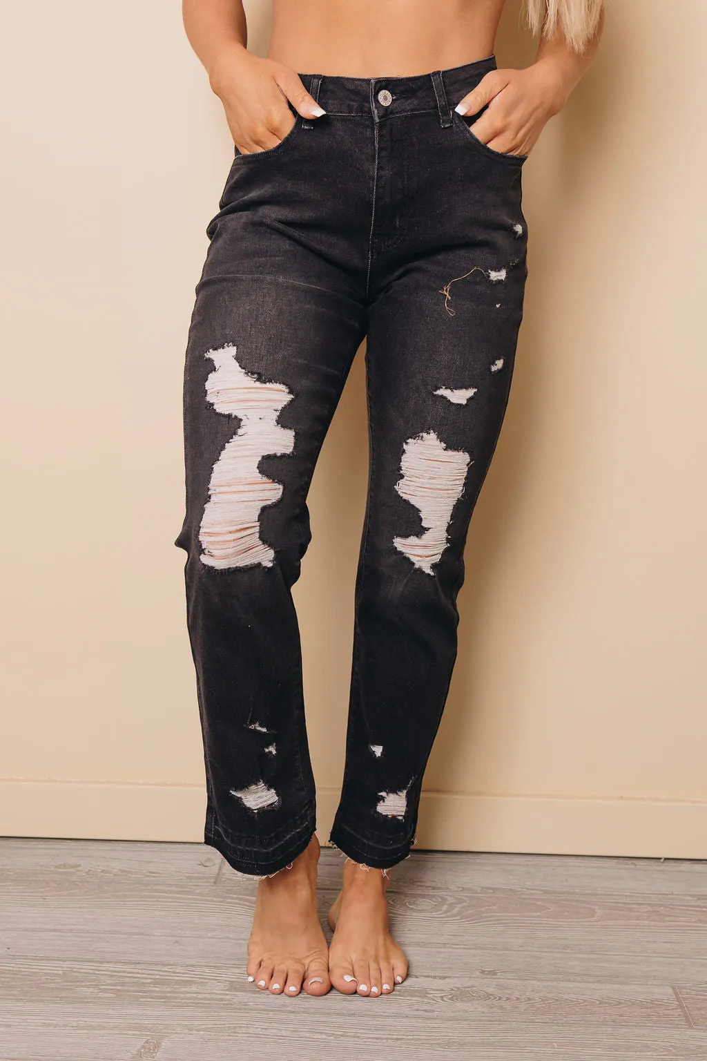 Lucy Straight Leg Distressed Jeans