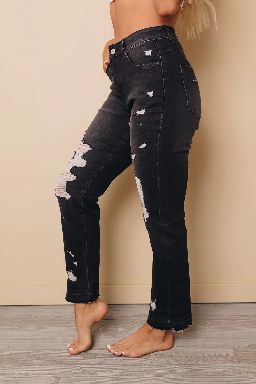 Lucy Straight Leg Distressed Jeans
