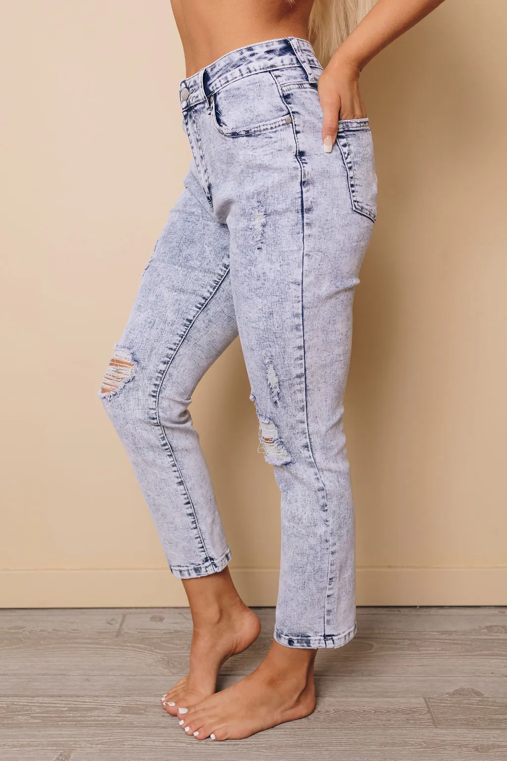 Lucy Straight Leg Distressed Jeans