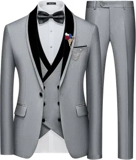 MAGE MALE Men's 3 Piece Suit One Button Tuxedo Set Slim Fit Formal Suit for Weddings, Parties, and Evening Events MAGE MALE Men's 3 Piece Suit One Button Tuxedo Set Slim Fit Formal Suit for Weddings, Parties, and Evening Events