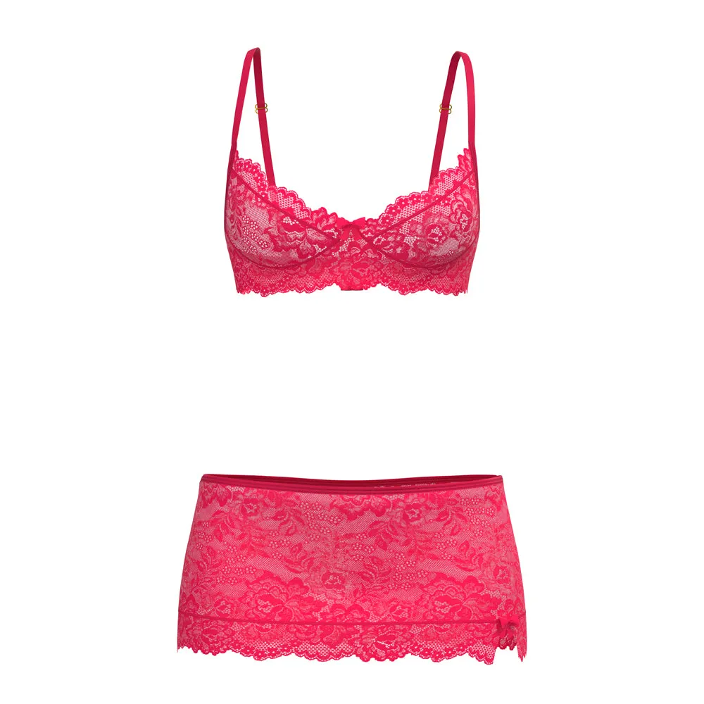 Magic Silk Get It Girl Bra, Skirt & Thong Set Diva Pink L/XL