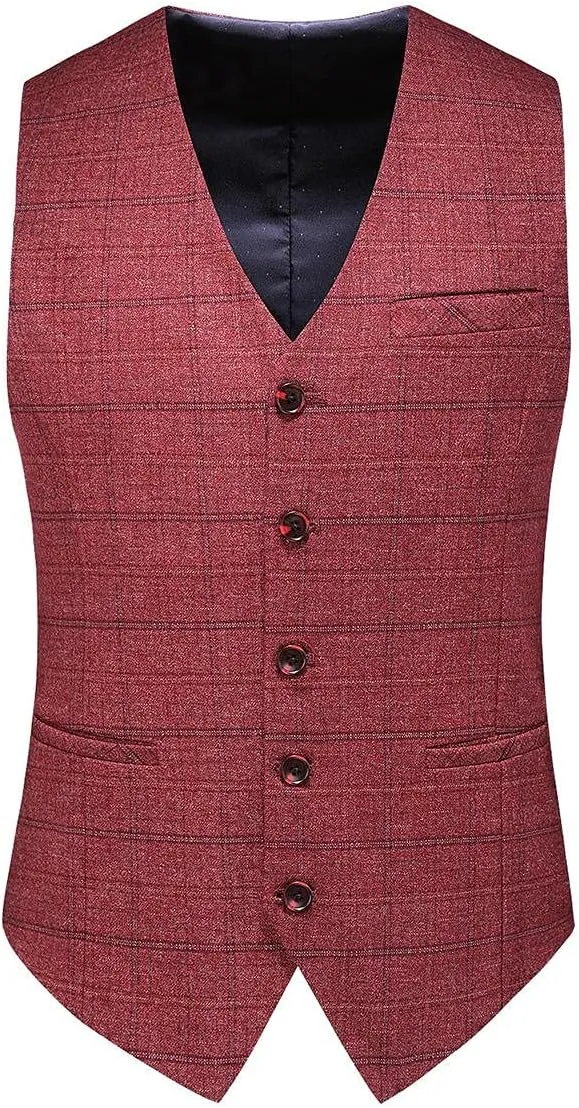 Mens 3 Piece Suits Slim Fit Tweed Suit Plaid Slim Fit Suits for Men One Button Suit Tuxedo Set