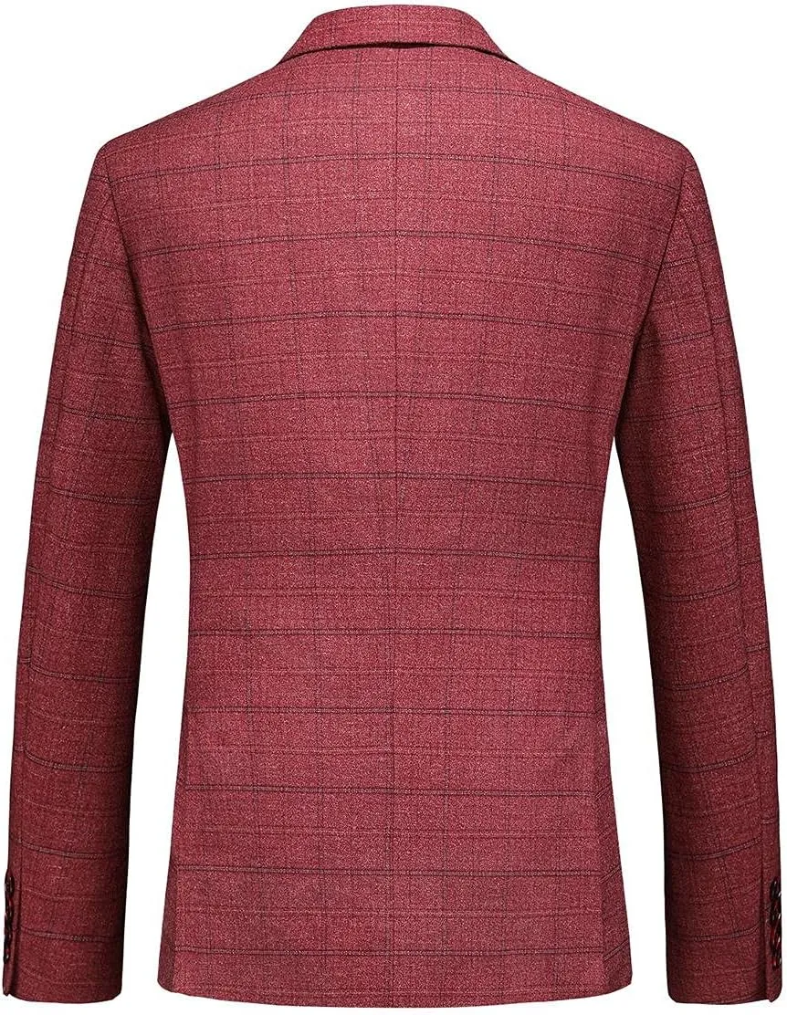 Mens 3 Piece Suits Slim Fit Tweed Suit Plaid Slim Fit Suits for Men One Button Suit Tuxedo Set